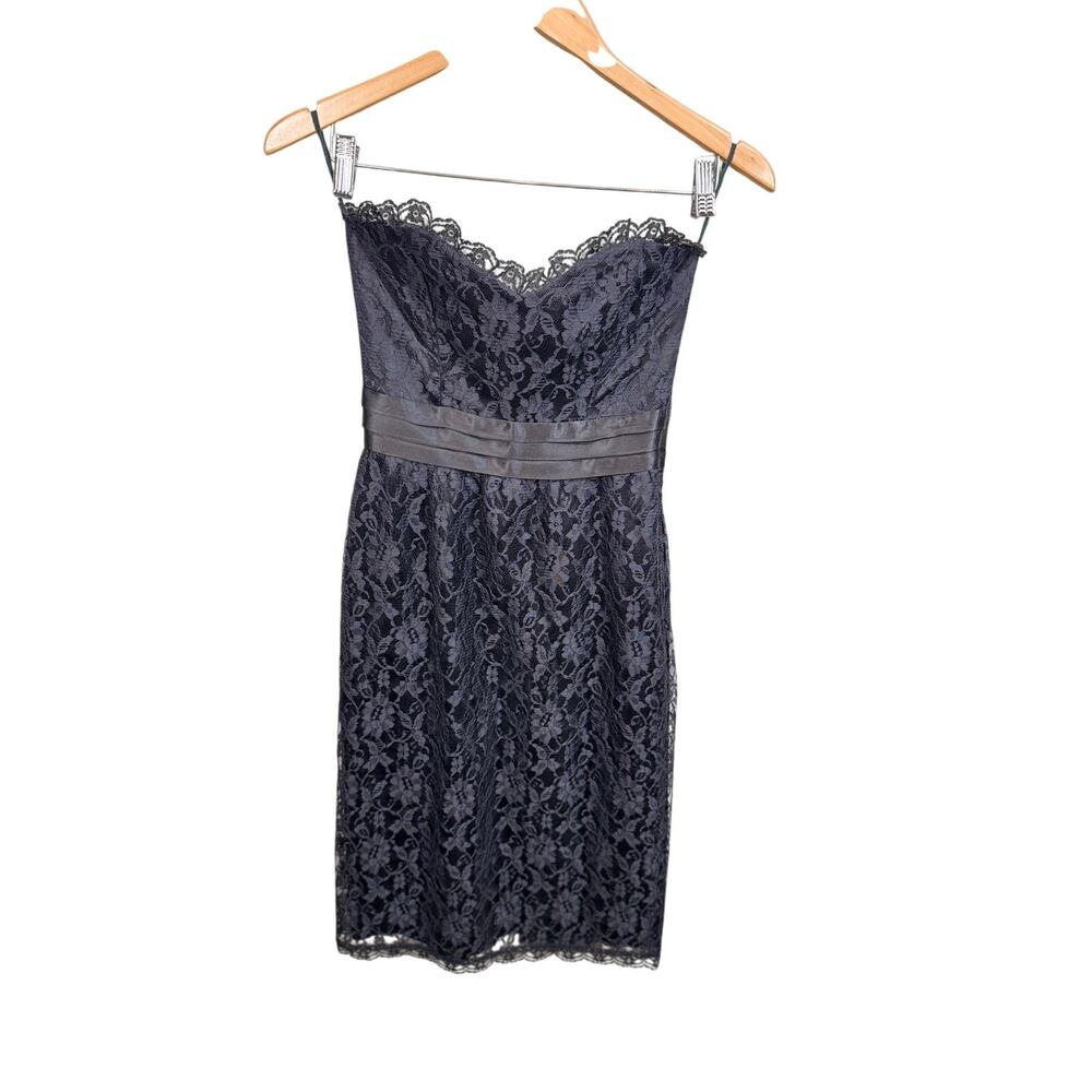 Vintage Gunne Sax strapless lace body con dress 1980's black special event sz 5